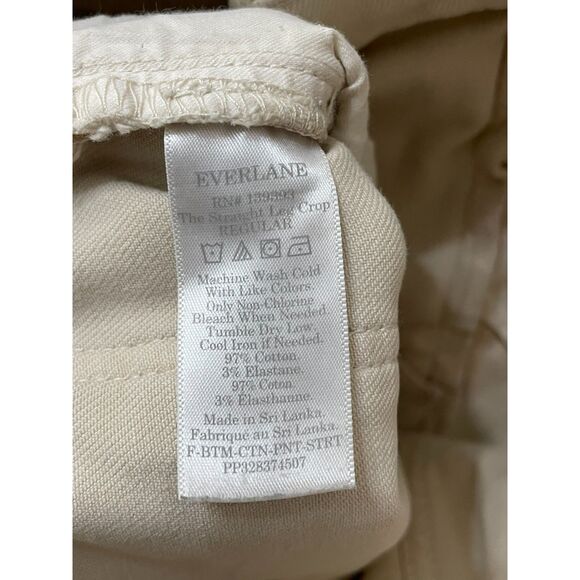 Everlane Women's 0 Ecru Beige Pant Cotton Chino Crop Straight Leg Crop Office - Picture 5 of 10